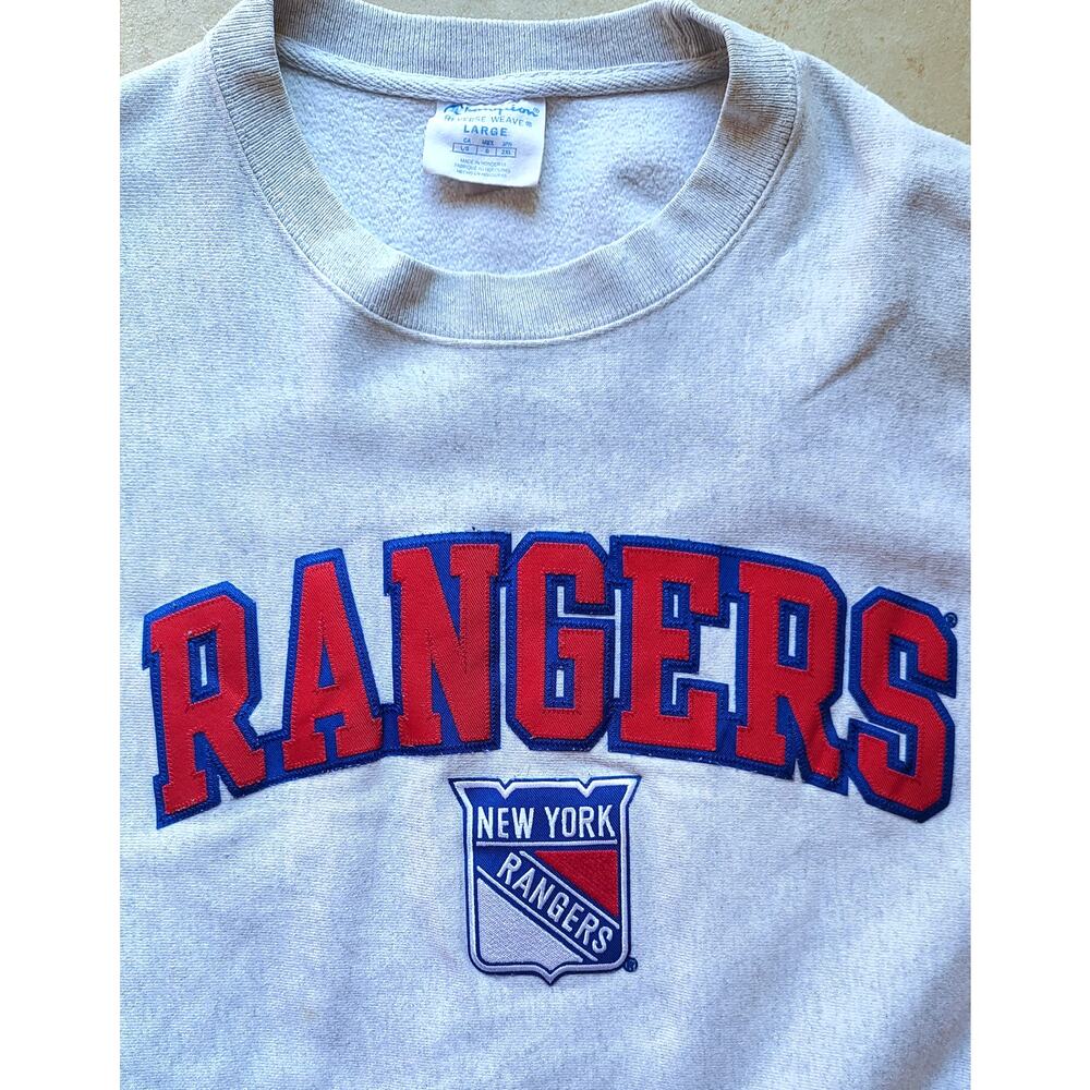 New York Rangers 90s CHAMPION Reverse WEAVE Embroidered sweatshirt L NHL vintage